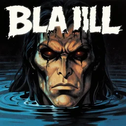 creature of the black lagoon beta ray bill, band album cover, detailed face