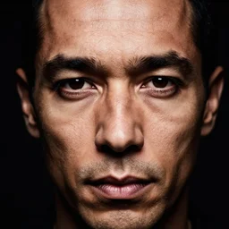 a photo by bruce gilden of rick astute, leica s, flash, high contrast, intricate, closeup of face, beautiful