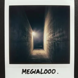 a narrow concrete hallway that reaches into the sky, minimalist architecture, surreal, foggy, night, dark, old polaroid, expired film, megalophobia,