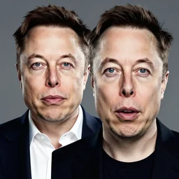 half elon musk portrait half mark suckerberg portrait