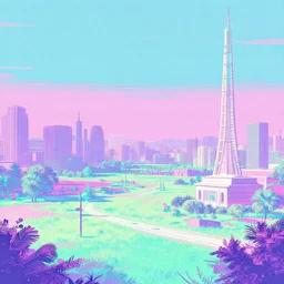 A detailed vaporwave landscape pastel glitched wallpaper