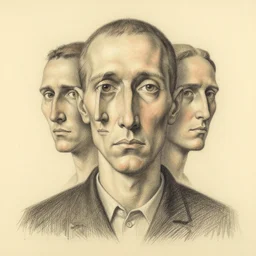 four faced creature, drawn by francis bacon