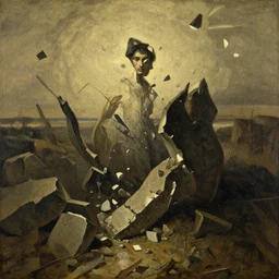 one must be willing to leave behind existing concepts and practices that hold the world together in order to find the truth, it is not only a matter of survival but a choice for conscious evolution, shattering paradigms is an observation of the crumbling and disintegration of the patterns of the existing model of reality, oil painting by gustave dore,