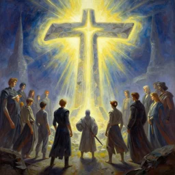 epic oil painting of zeta cohort gathering in a virtual realm around a huge stone monument shaped like zeta, radiant light, concept art, epic zeta symbol statue, by shinkai, kinkade, stella, mckie, alex grey, bluth, pranckevicius, graaf, chris moore, gric, masson, aivazosky, lovecraft, despain, bonest
