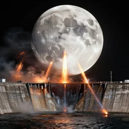a barrage of nukes being shoot against the moon