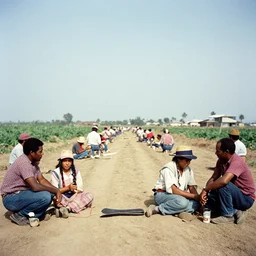 analog photojournalism photography by eve arnold. filmic. photojournalism of migrant workers california 1 9 6 8. natural light. taken with a pentax on color slide film. symmetrical balance. in - frame
