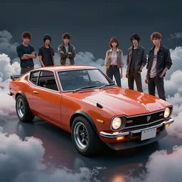 retro 1 9 7 0 s classic torana gtx concept car from cyberpunk 2 0 7 7. art by jesper ejsing, feng zhu, makoto shinkai, lois van baarle, ilya kuvshinov, rossdraws. clouds by rhads. global light 3 d rtx hdr