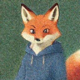 an anthropomorphic fox wearing a hoodie, studio ghibl