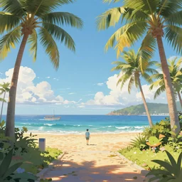 Beautiful magical palm beach, trending on artstation, 50mm, by Noah Bradley