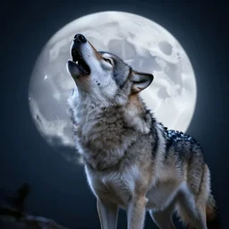 a wolf howling to a moon, lighting, highly detailed, crystal lighting, hyperrealistic, trending on artstation, unreal engine