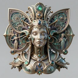 artstation futuristic 3 d model of hyper - detailed beautiful groovypunk queen of dmt in full regal attire. face portrait. art nouveau!!!, symbolist, visionary, baroque, giant fractal details. horizontal symmetry by zdzisław beksinski, iris van herpen, raymond swanland and alphonse mucha. hyper - real, beautiful