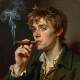 painted portrait of peter - pan smoking cigar, fantasy intricate elegant extremely detailed digital painting trending artstation concept art sharp focus illustration art by gustave courbet greg rutkowski craig mullins