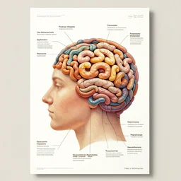 a poster design, cognition, psychology, warm color, Highly detailed labeled, poster, peter mohrbacher, featured on Artstation