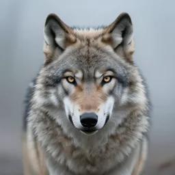 fantasy wolf portrait in a thick mist, eye contact, Wadim Kashin, in Peter Elson color scheme, featured in artstation, octane render, cinematic, elegant, intricate, 8k