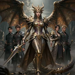 a fancy portrait of a dragon queen by Greg Rutkowski, Sung Choi, Mitchell Mohrhauser, Maciej Kuciara, Johnson Ting, Maxim Verehin, Peter Konig, final fantasy , mythical, 8k photorealistic, cinematic lighting, HD, high details, atmospheric,