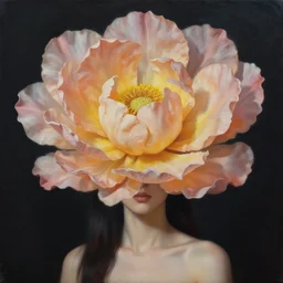 giant flower head on woman, surreal photography, dramatic light, painting by victo ngai, james jean, rossdraws, frank franzzeta, mcbess