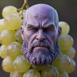 thanos's face on a grape, hyperdetailed, artstation, cgsociety, 8 k