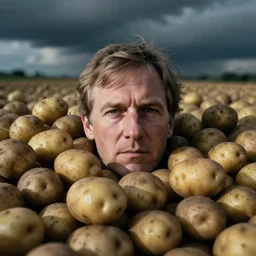 photo peter dutton's head in a pile of potatoes