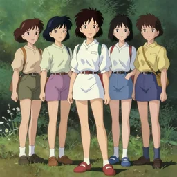 a film still of a 1 9 5 0's anime girls щт фтщерук здфтуе, full body mid shot, perfect art, trending on pixiv fanbox, painted by gaston bussiere, makoto shinkai, akihiko yoshida, craig mullins, studio ghibli