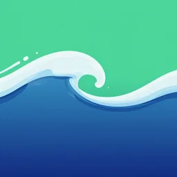 wave, blue and green, illustration, smooth, silky, dribble, very minimal, graphic design background