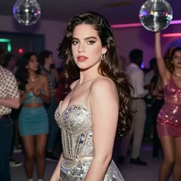 lana del rey in a 8 0 s disco party ball room