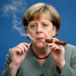 angela merkel smokes weed, blunt, cigar