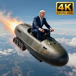 joe biden riding a nuclear warhead falling through the sky down to earth, 4 k trending on artstation,