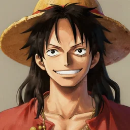 portrait of Jesus as Luffy From one piece looking to camera smiling , artwork and style by Sergey Kolesov, arstation,