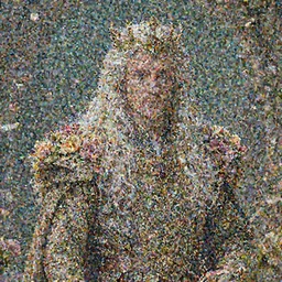 king arthur with long hairs and flowers in them, flower petals flying around in the background, art by James Jean and Wayne Barlowe, high detail, cinematic, cgsociety 8k
