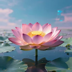 lotus and in the sky, cyberpunk, futurepunk, trending on artstation