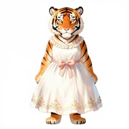 a tiger wearing a dress, illustration concept art anime key visual trending pixiv fanbox by wlop and greg rutkowski and makoto shinkai and studio ghibli and kyoto animation symmetrical facial features