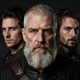portrait, face of a old viking King, face portrait, raphael lacoste, eddie mendoza, alex ross, concept art, matte painting, highly detailed, rule of thirds, dynamic lighting, cinematic, detailed, denoised, centerd