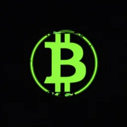 waporware neon green bitcoin logo centered! that looks like it is from borderlands, logo on plain black color by feng zhu and loish and laurie greasley, victo ngai, andreas rocha, john harris