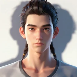 a teenager, japanese, with his hair tied back in a braid, perfect face, symmetric eyes, sharp focus, specular reflection, occlusion shadow, artstation, by ilya kuvshinov and jeremy lipking, light novel cover art, 3 d epic illustrations, symmetric body