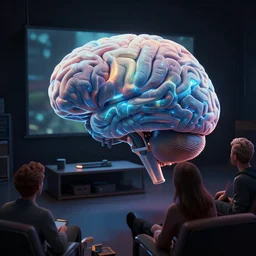 a single brain melting watching a movie by johannen voss by david cronenberg by francis bacon by peter kemp by octane render blender 8 k isometric dof