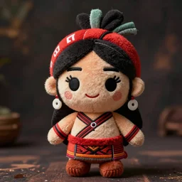 cute fumo plush of a tribal girl in traditional garb