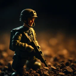 macro photo of soldier toy, dynamic lighting, cinematic, establishing shot, extremely high detail, foto realistic, cinematic lighting, 8 k