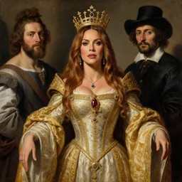 a painting of sophia vergara as the queen, by Kat Dennings, Titian, WLOP, Caravaggio, 4k, artstation