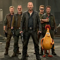 jason statham as sci - fi bounty hunter, chris foss, john harris, beeple, wayne barlowe
