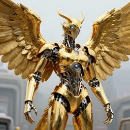 film still of a mechanical angel with very reflective shiny golden chromium alloy in a marvel movie, science fiction industrial hard science concept art, 8K render octane high definition cgsociety, photorealistic, unreal engine 5