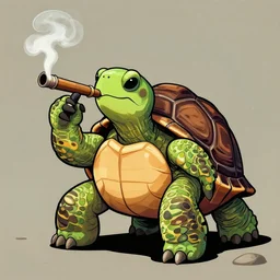 Anthromorphic  Turtle smoking a blunt