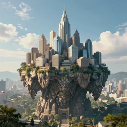 giant creature with a city on his shoulders, ultra detailed, well composed, epic, beautiful colors, 8 k