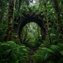 tremendous hole in the centre of a picture, beautiful scenere, rain forest, 8K, ultra realistic