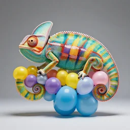 chameleon made of balloons by masayoshi matsumoto, studio lighting, 8 k