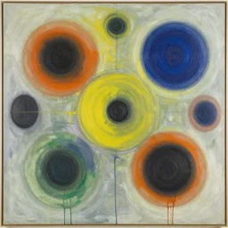 abstract painting with circles and shapes, vincent lefevre and hernan bas and pat steir and hilma af klint, psychological, photorealistic, dripping paint, washy brush, rendered in octane, altermodern, masterpiece