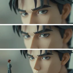 beautiful three point perspective film still of decker in blade runner, extreme closeup portrait in style of frontiers in porcelain miniature photography fashion seinen manga edition, miniature origami portrait, eye contact, tilt shift style scene background, soft lighting, kodak portra 4 0 0, 8 k, macro, cinematic style by emmanuel lubezki