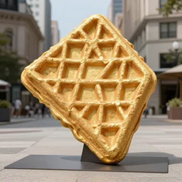 gold eggo waffle sculpture