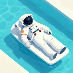 an astronaut sunbathing by a pool, isometric, complimentary colors, perfect lighting, aesthetic, masterpiece, award winning, perfect composition, artstation, 4 k, darek zabrocki, greg rutkowski, artgerm