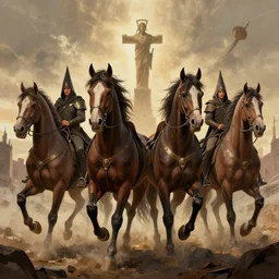 four horsemen of the apocalypse, digital art, by Fernanda Suarez and and Edgar Maxence and greg rutkowski