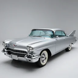 futuristic 1957 silver cadillac, photograph, 16k, hyper realistic